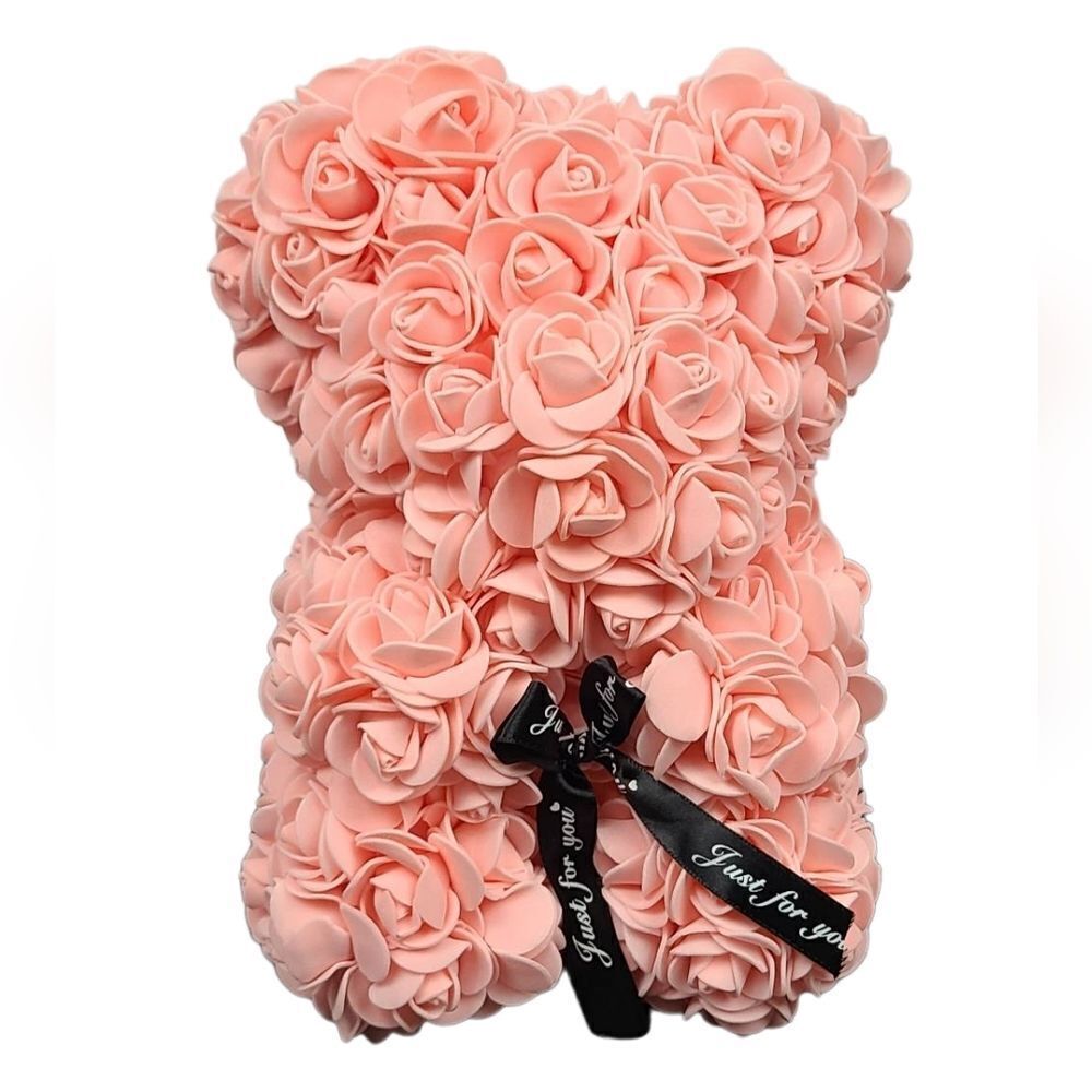 Champagne Pink Rose Bear Elegant Gift Bridal Shower Romantic Luxe Keepsake Decor